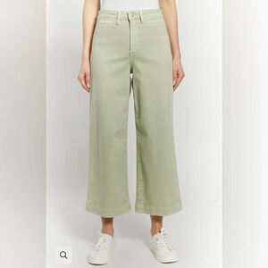 Oat New York Greer Cropped Wide Leg Jeans in Color Soft Mint